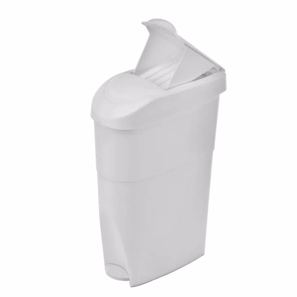 Alpine Industries 19 Qt. White Step-On Sanitary Napkin Receptacle & Waste Basket