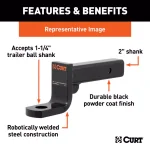 CURT Class 4 Ball Mount, 2" Receiver, 10,000 lbs Capacity, 8" Drop / 6.75" Rise thumbnail 3