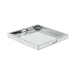 LITTON LANE 20 in. Square Modern Silver Decorative Mirror Tray with Polished Aluminum Exterior thumbnail 1