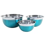 Oster Rosamond 3-Piece Stainless Steel Mixing Bowl Set, Turquoise Brushed Finish thumbnail 1