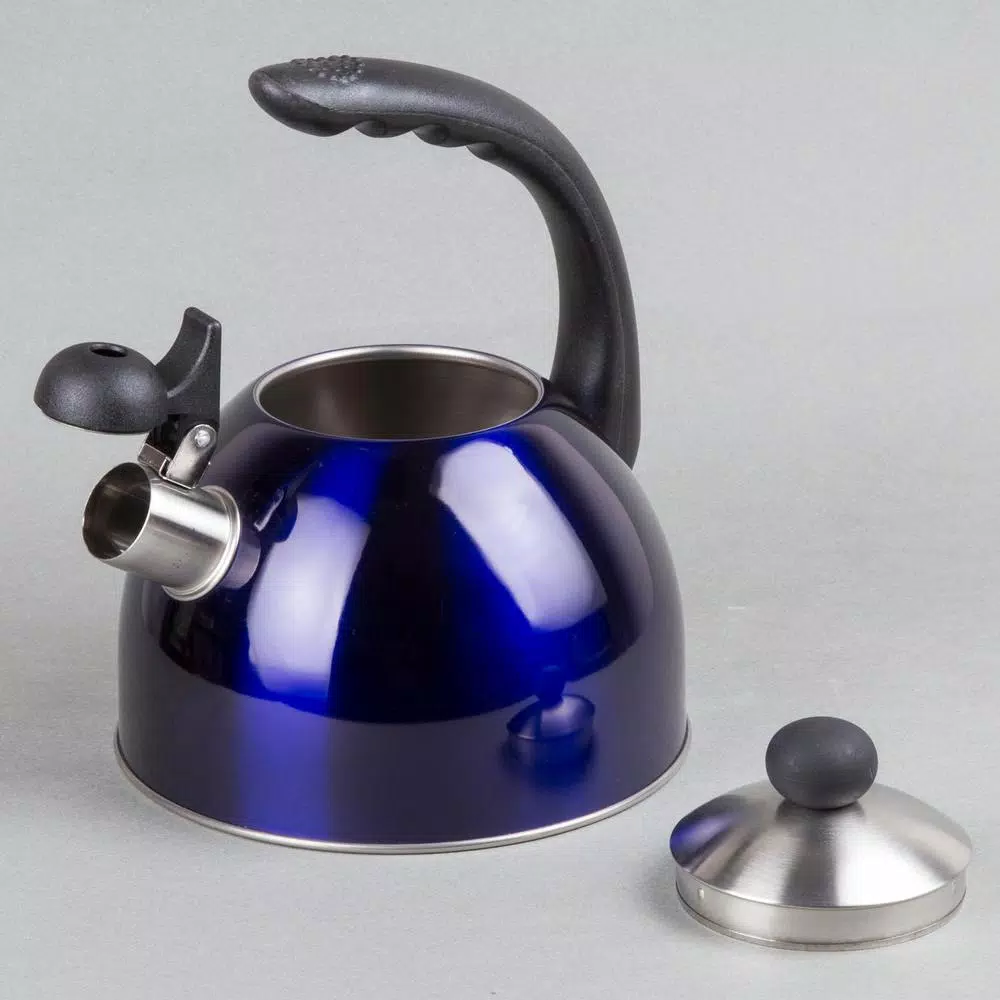 Creative Home Rhapsody 2.1 Qt. Stainless Steel Whistling Tea Kettle, Metallic Blue