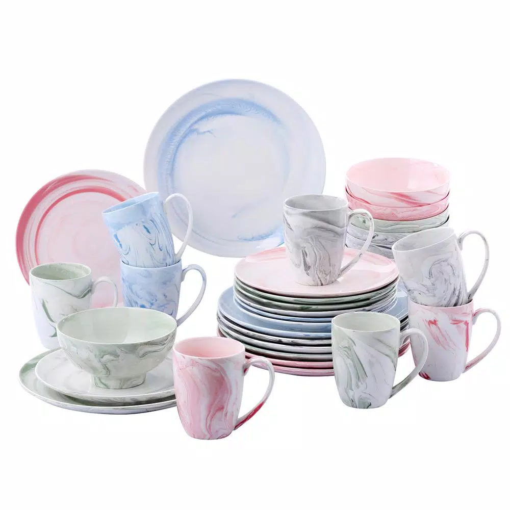 vancasso 16-Piece Assorted Colors Porcelain Dinnerware Set, Service for 4 with Plates, Bowls, and Mugs