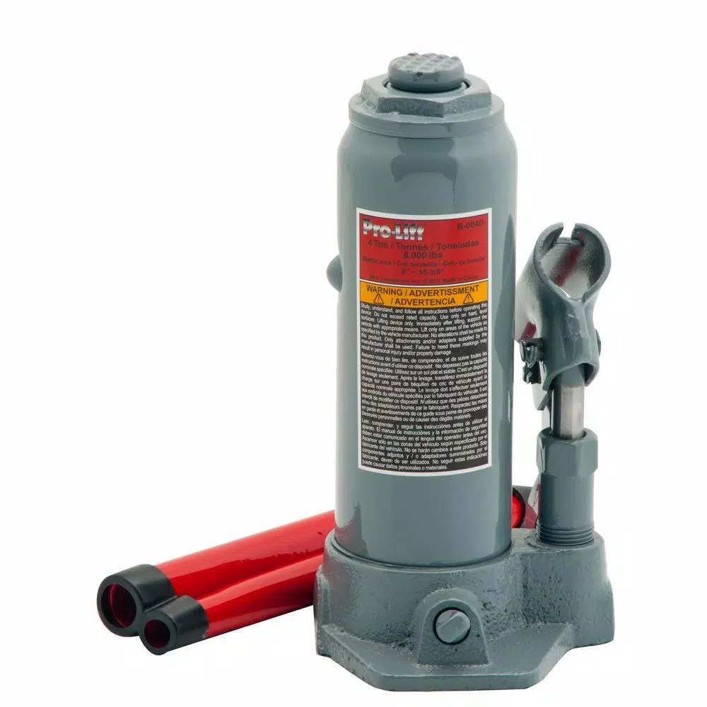 Pro-Lift 4 Ton Hydraulic Bottle Jack, Steel Lifting Tool with Adjustable Saddle