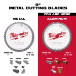 Milwaukee 9 in. 72T Carbide Teeth Aluminum and Metal Cutting Circular Saw Blade thumbnail 4