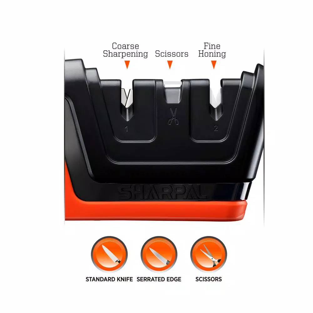Sharpal 206N Knife and Scissors Sharpener - Two-Stage Manual Handheld Sharpener
