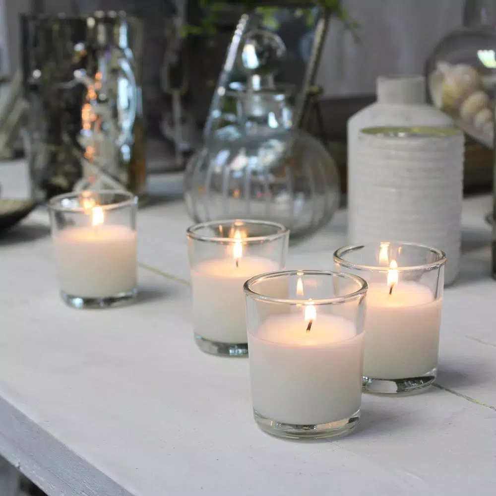 Stonebriar Collection Stone Briar White Unscented Glass Filled Votive Candles, 48 Pack
