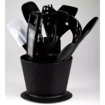 Home Basics 14-Piece Kitchen Tool Set with Revolving Storage Crock, Black thumbnail 3