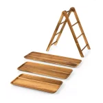 Picnic Time Acacia Wood 3-Tier Serving Ladder Station Set with Removable Trays thumbnail 4