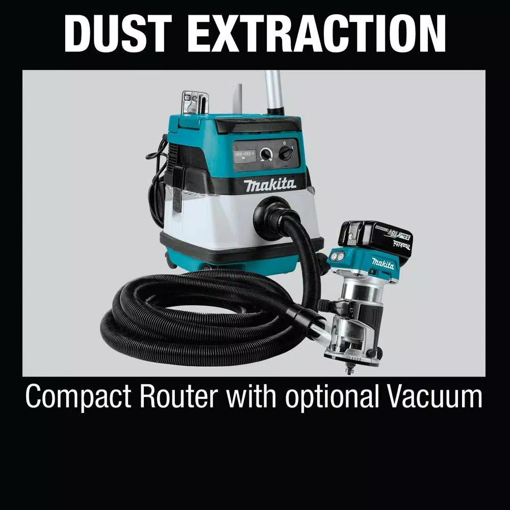 Makita 18V LXT Brushless Cordless Compact Router Fixed Base Starter Kit (5.0 Ah)