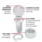 TowSmart 2 in. Chrome Hitch Ball, 10,000 lb. Capacity, 1-1/4 in. Shank Diameter thumbnail 4