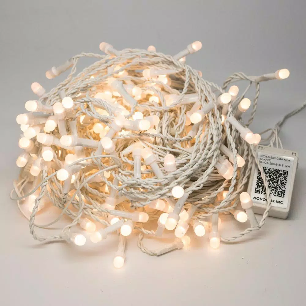 Novolink 200 Light 8mm Mini Globe Warm White Icicle LED String Light Bundle with Wireless Smart Control - 27ft Total