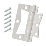 Everbilt 1.25 in. x 3 in. White Non-Mortise Door Hinges, 2-Pack thumbnail 1