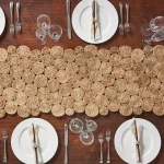 LR Resources Natural Jute Rectangle Indoor Table Runner - 16 in. x 80 in. - Bohemian Farmhouse Style thumbnail 4