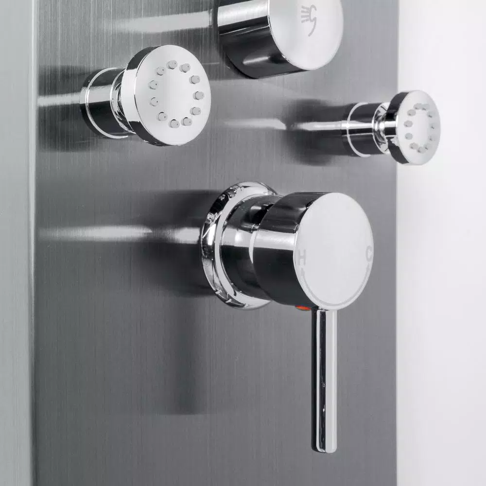 AKDY 65 in. 8-Jet Shower Panel System, Space Gray Brushed Stainless Steel with Rainfall, Waterfall & Wand