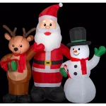 Gemmy 4 ft. Airblown Inflatable Santa, Reindeer, and Snowman Christmas Trio with LED Lights thumbnail 1