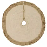 VHC Brands 48 in. Natural Burlap Ruffled Christmas Tree Skirt - Farmhouse Holiday Decor thumbnail 2