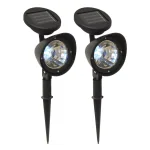 LUMABASE Solar Powered Black Outdoor Spotlights, Set of 2 - White LED Path Lights thumbnail 1