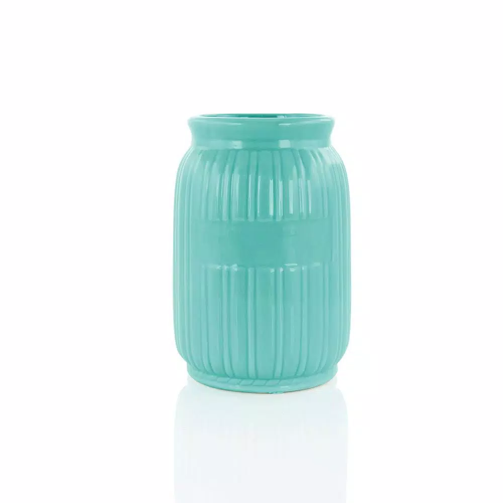 MegaChef 9-Piece Mint Green Silicone and Wood Kitchen Utensil Set with Ceramic Holder