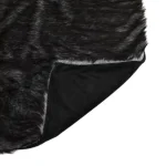 Noble House Warrin Black and White Streak Faux Fur Throw Blanket thumbnail 2