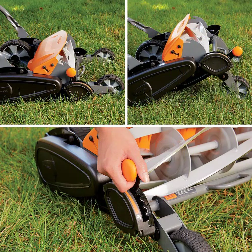Fiskars StaySharp Max 18 in. Manual Push Reel Mower, InertiaDrive Technology