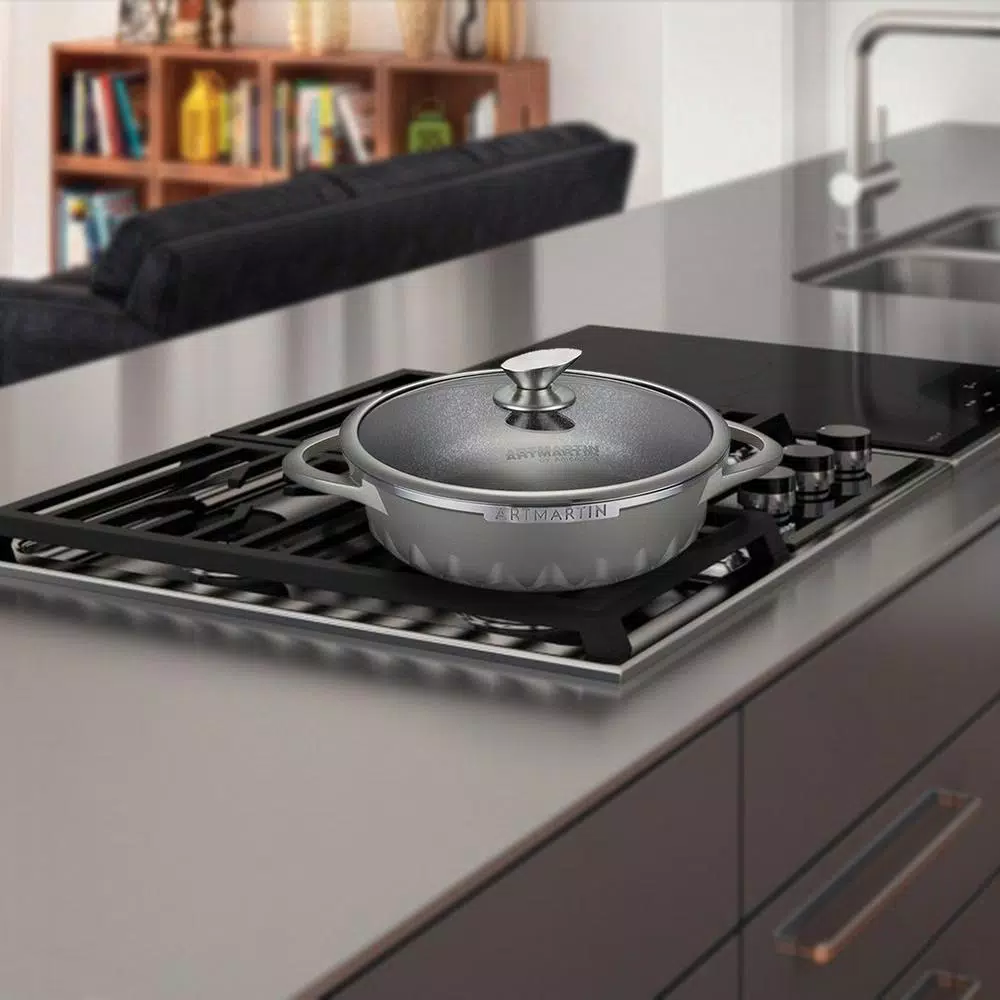 AMERCOOK Artmartin 11 in. Non-Stick Ceramic Coated Saucepan with Glass Lid, Induction Ready Casserole