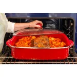 Golden Rabbit Sea Glass 10.5 qt. Enamelware Roasting Pan with Glass Lid thumbnail 3