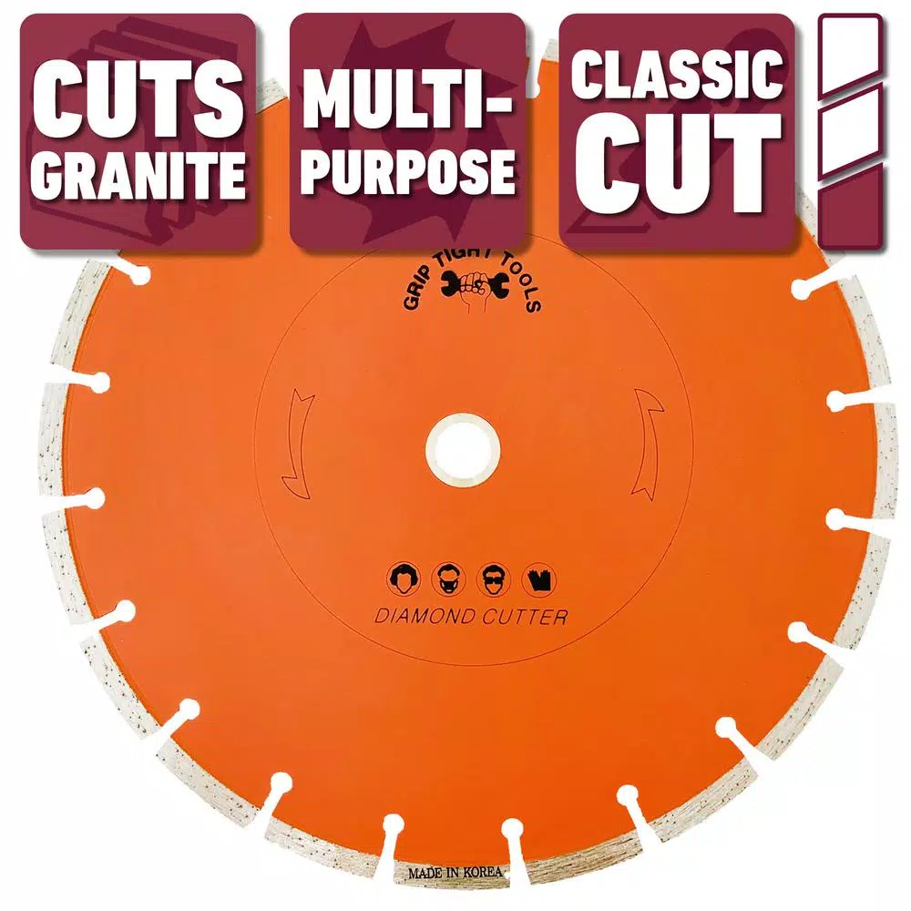 GRIP TIGHT TOOLS 10 in. Classic Segmented Cut Diamond Blade for Granite, Marble, Concrete, and Masonry