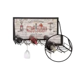 LITTON LANE Wood and Iron 6-Bottle Wall Mounted Wine Rack with Stemware Holder thumbnail 3