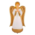 Airblown 8 ft. Inflatable Fuzzy Luxe Angel with Gold Metallic Accents - Religious Christmas Decor thumbnail 1