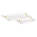 Kate and Laurel Lipton 2-Piece Modern Glam Decorative Tray Set, White and Gold Wood Trays thumbnail 1