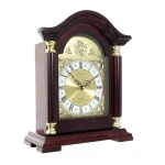 Bedford Clock Collection Redwood Mantel Clock with Chimes, Classic Wood Case with Quartz Movement thumbnail 1