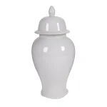 Benjara Large Decorative White Porcelain Ginger Jar with Lid thumbnail 1