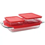 Pyrex Bake N Store 6-Piece Glass Bakeware and Storage Set with Red Lids thumbnail 1
