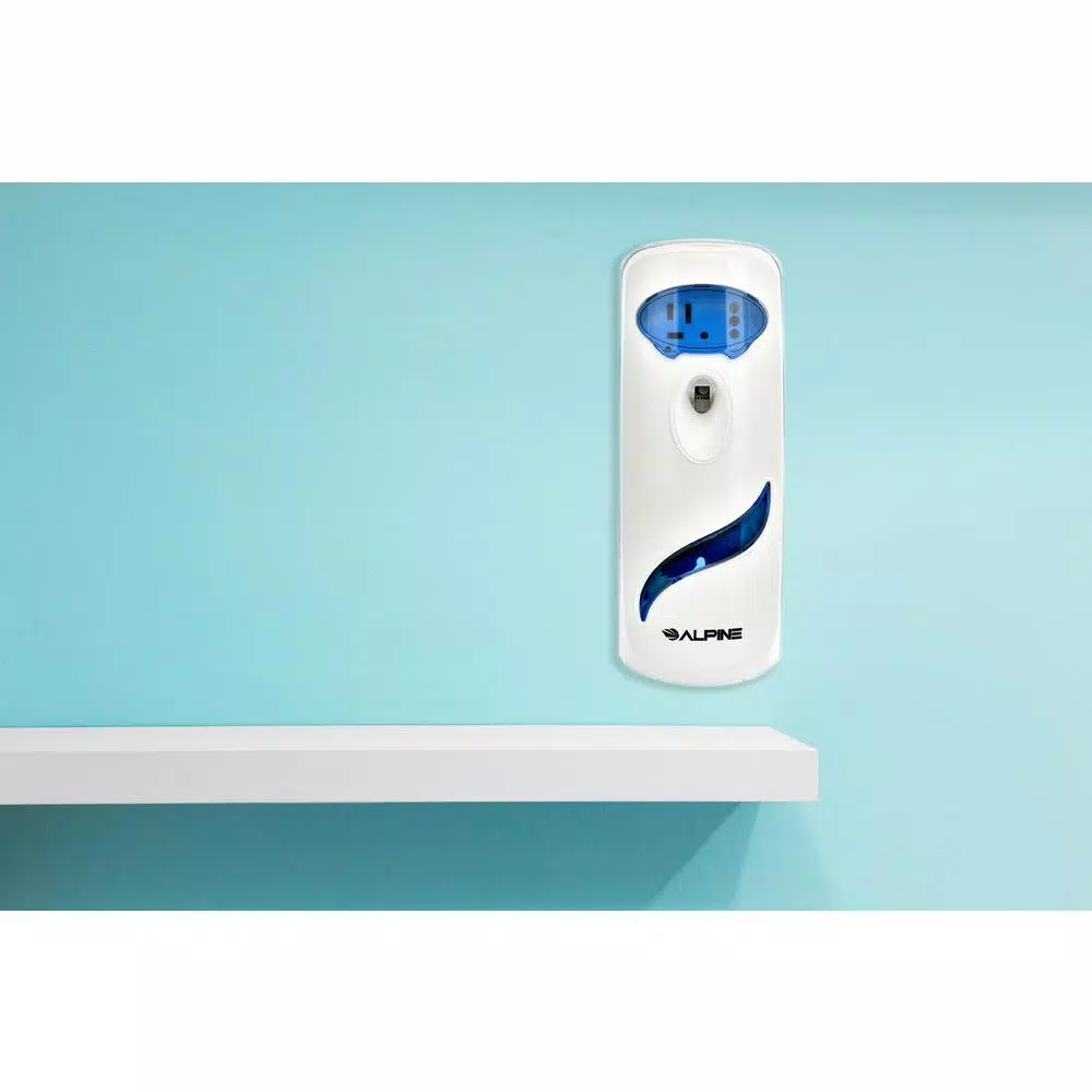Alpine Industries Deluxe Automatic Aerosol Air Freshener Dispenser, 8.5 oz. Capacity, Blue/White