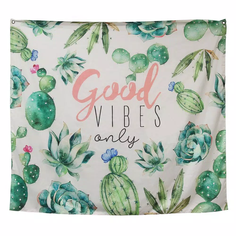 Stratton Home Decor Good Vibes Only Botanical Tapestry Wall Hanging