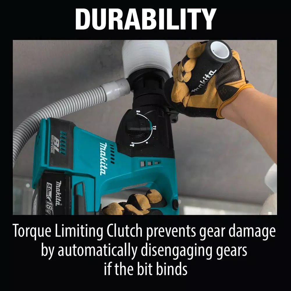 Makita 18V LXT Brushless SDS-Plus Rotary Hammer Drill Kit with Bonus Dust Extraction Attachment