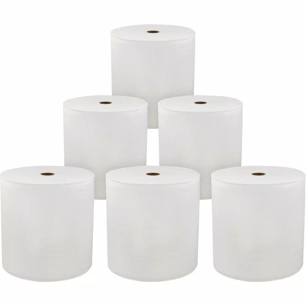 Genuine Joe Solutions 850 ft. White Hardwound Paper Towel Rolls, 1-Ply, 6 Rolls per Case