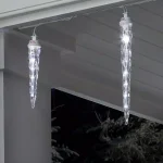 LightShow 48-Light White Shooting Star Icicle LED String Light, 7 ft Outdoor Holiday Decor thumbnail 3