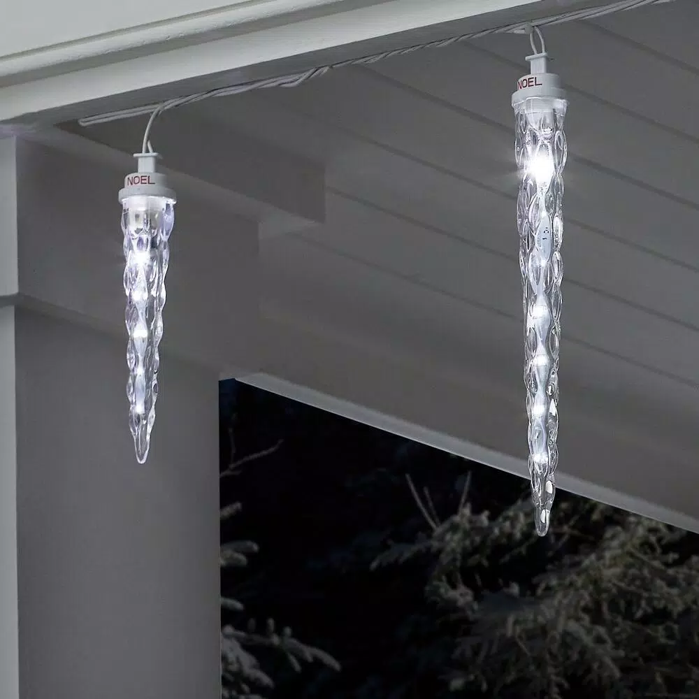 LightShow 48-Light White Shooting Star Icicle LED String Light, 7 ft Outdoor Holiday Decor