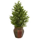Nearly Natural 40-in. Artificial Olive Cone Topiary Tree with Decorative Planter thumbnail 1