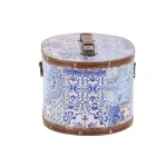 LITTON LANE Vintage Oval Wood and Faux Leather Case-Style Storage Boxes with Lids (Set of 2) thumbnail 6