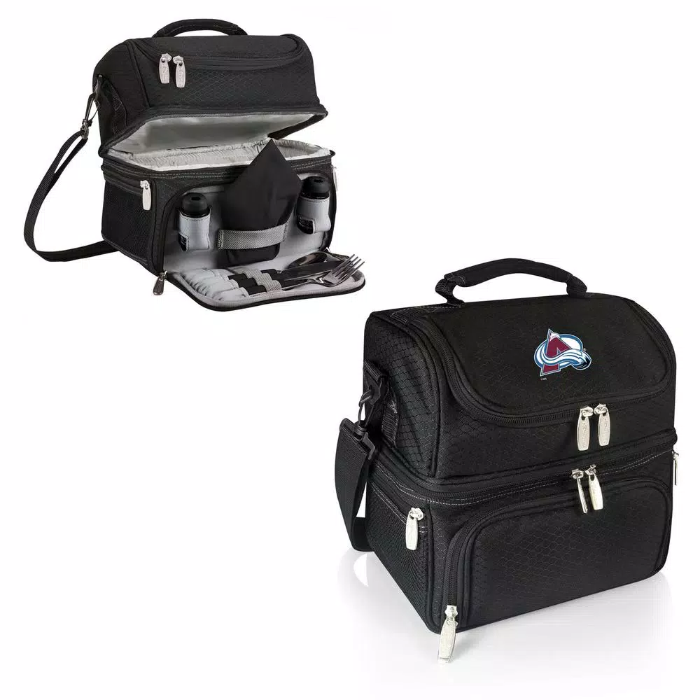 Picnic Time Pranzo Colorado Avalanche Black Insulated Lunch Bag and Picnic Tote with Utensil Set
