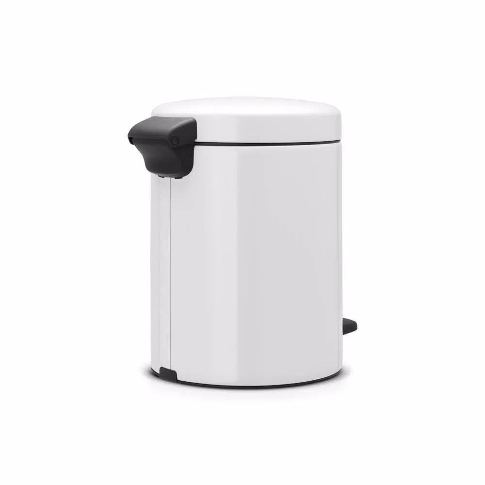 Brabantia Icon 1.3 Gal. White Steel Step-On Trash Can with Soft-Close Lid