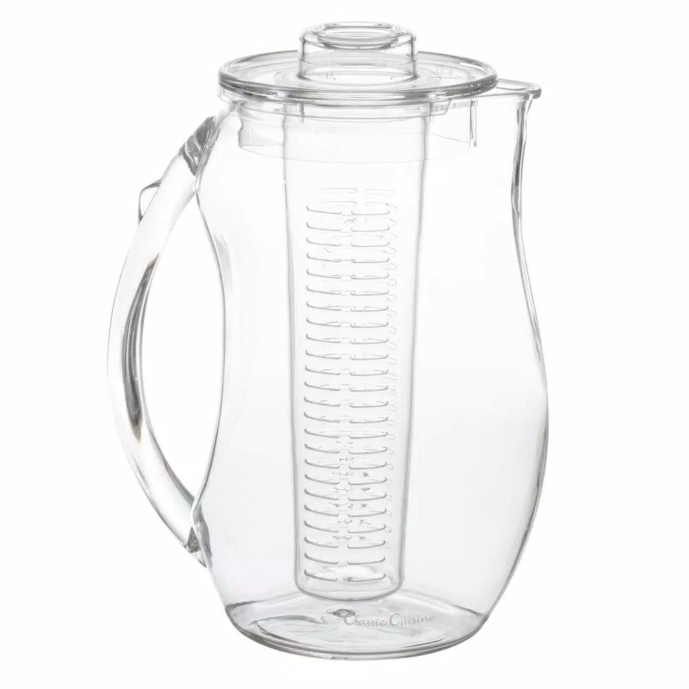 Classic Cuisine 96 oz. Clear Acrylic Infusion Pitcher with Removable Tube