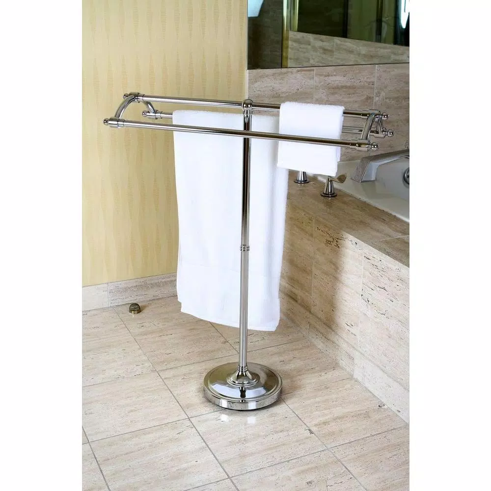 Kingston Brass Pedestal Round Plate Floor Standing Towel Rack - Polished Chrome