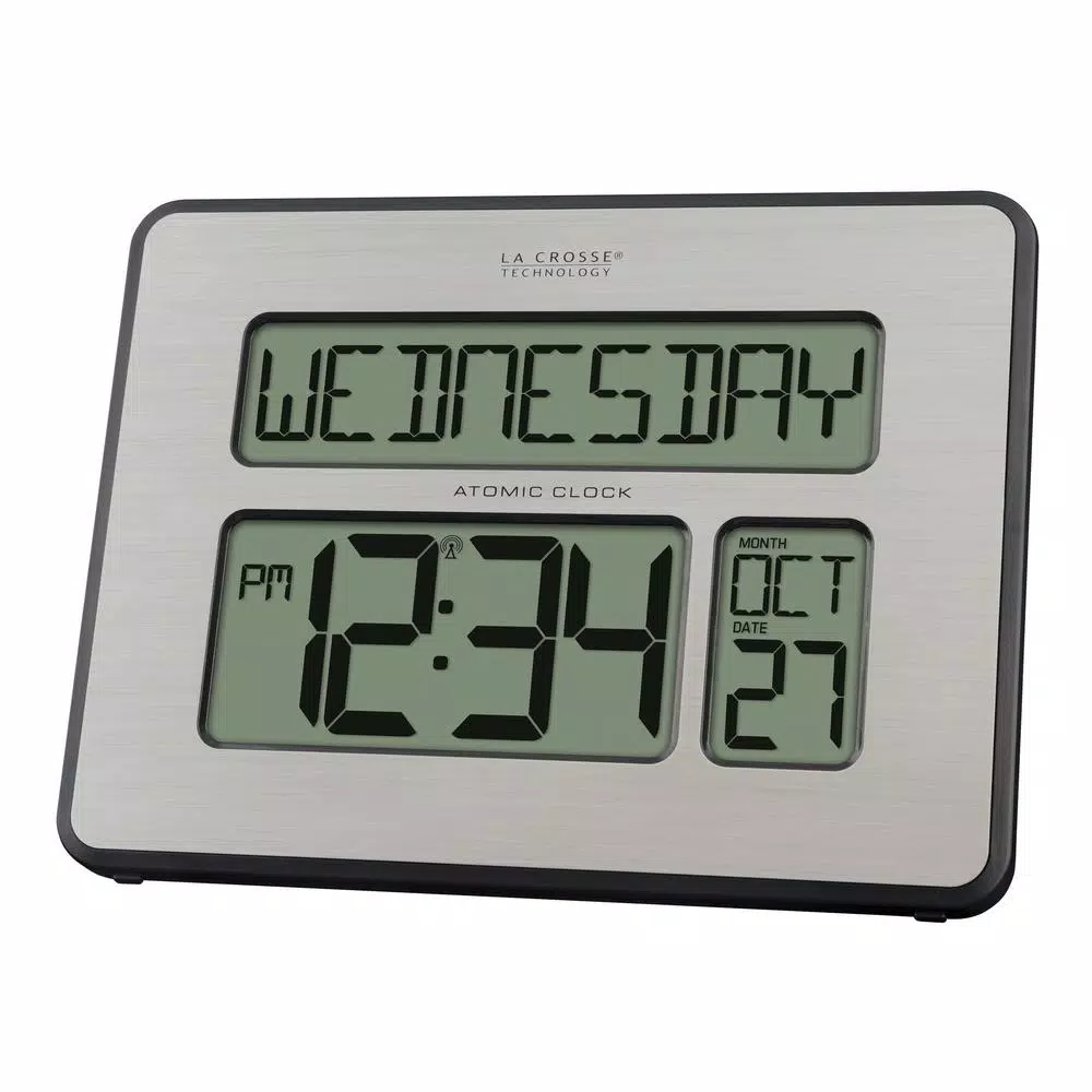La Crosse Technology Atomic Full Calendar Digital Wall Clock with Extra Large Digits and Backlight