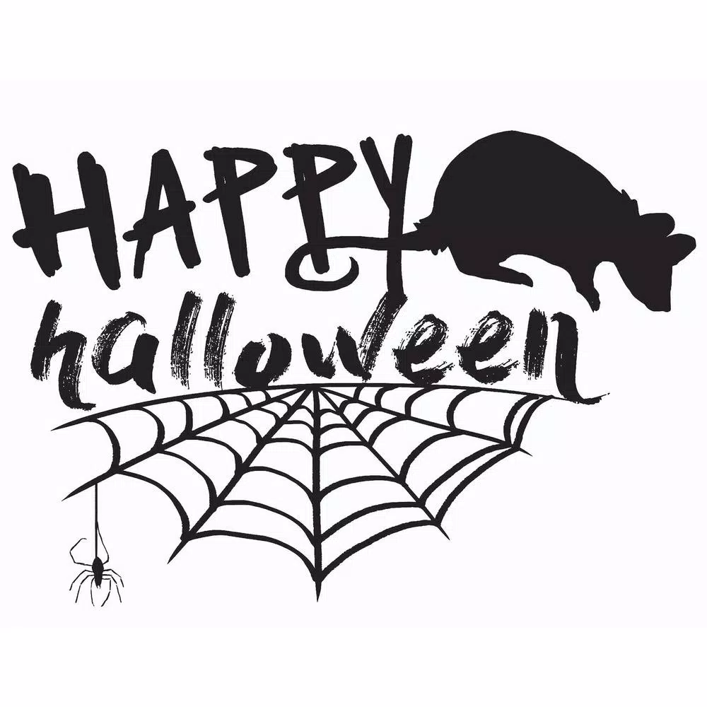 WallPops Happy Halloween Wall Quote Decals - 6 Piece Spider Web and Rat Set