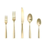 Fortessa Lucca Faceted 5-Piece 18/10 Stainless Steel Brushed Gold Flatware Place Setting thumbnail 1