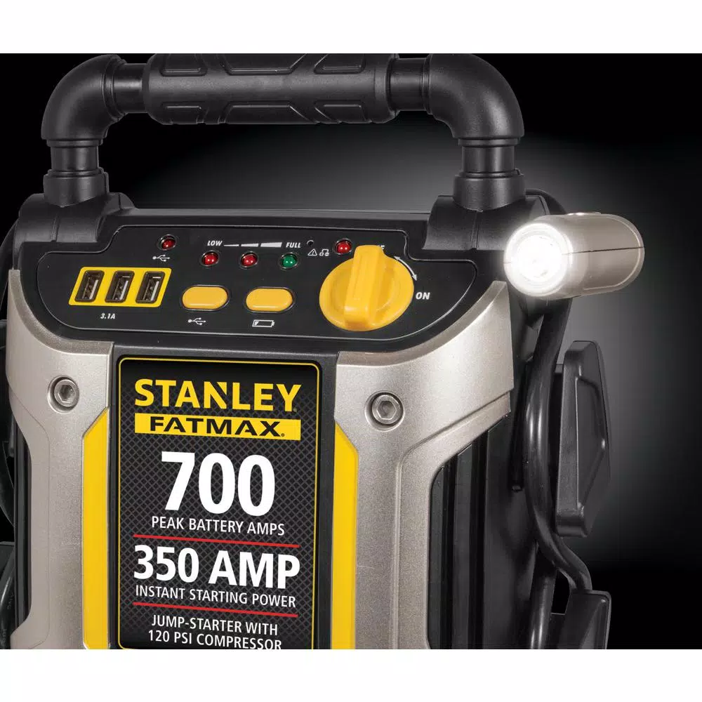 STANLEY FATMAX J7CS 700 Peak Amp Jump Starter and 120 PSI Air Compressor Power Station