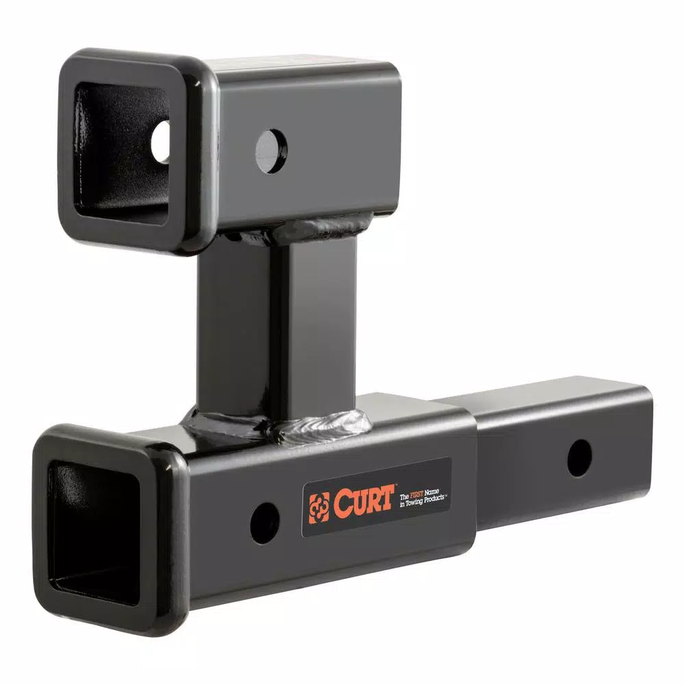 CURT 8-Inch Dual Receiver Extender, 2-Inch Shank, 3,500 lbs. Capacity, 5-13/16" Rise